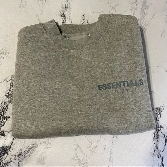 🔴SOLD🔴 Essentials Fear Of God Kids Heather Oatmeal Crew Neck Sweatshirt - Picture 6 of 12